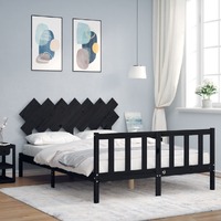  Bed Frame without Mattress Black 150x200 cm Solid Wood Pine
