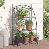  Flower Rack Black 56x30x96 cm Steel