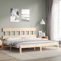  Bed Frame without Mattress 183x203 cm King Solid Wood Pine