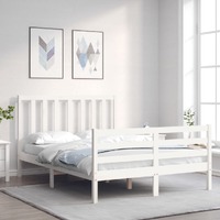  Bed Frame without Mattress White 135x190 cm Solid Wood Pine