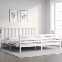  Bed Frame without Mattress White 183x203 cm King Solid Wood Pine