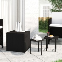  Side Tables 3 pcs Black Poly Rattan