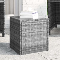  Side Table Grey 40x37x40.5 cm Poly Rattan and Tempered Glass
