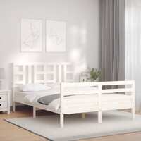  Bed Frame without Mattress White 135x190 cm Solid Wood Pine