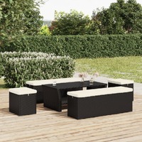  Ottomans with Cushions 2 pcs Black 40x30x40 cm Poly Rattan