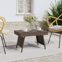  Foldable Side Table Brown 60x40x38 cm Poly Rattan