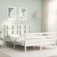  Bed Frame without Mattress White 135x190 cm Solid Wood