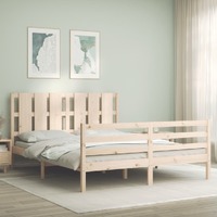  Bed Frame without Mattress 150x200 cm Solid Wood