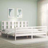  Bed Frame without Mattress White 183x203 cm King Solid Wood