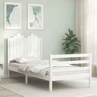  Bed Frame without Mattress White 90x190 cm Solid Wood