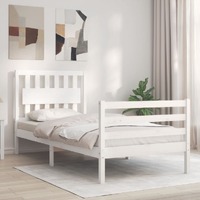  Bed Frame without Mattress White 90x190 cm Solid Wood