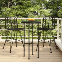  Bar Stools 2 pcs Black 45x56x103.5 cm PE Rattan and Steel