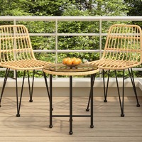  Dining Table Ø50 cm Tempered Glass and Steel