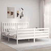  Bed Frame without Mattress White 183x203 cm King Solid Wood