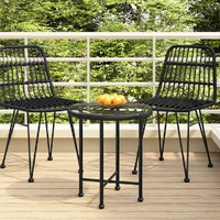  Dining Table Black Ø50 cm Tempered Glass and Steel