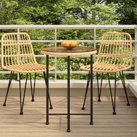  Dining Table Ø55 cm Tempered Glass and Steel