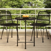  Dining Table Black Ø55 cm Tempered Glass and Steel