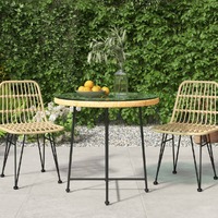  Dining Table Ø80 cm Tempered Glass and Steel