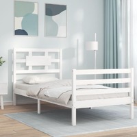  Bed Frame without Mattress White 90x190 cm Solid Wood