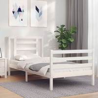 Bed Frame without Mattress White 90x190 cm Solid Wood