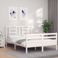  Bed Frame without Mattress White 135x190 cm Solid Wood