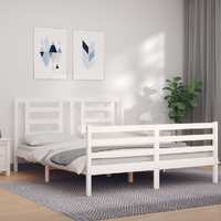  Bed Frame without Mattress White 150x200 cm Solid Wood