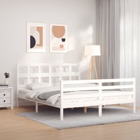  Bed Frame without Mattress White 150x200 cm Solid Wood