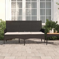  3-Seater Garden Bench with Cushions Black Poly Rattan