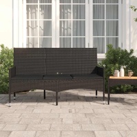  3-Seater Garden Bench with Cushions Black Poly Rattan