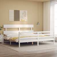  Bed Frame without Mattress White 183x203 cm King Solid Wood