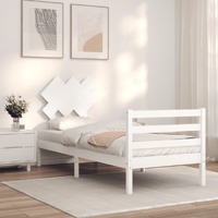  Bed Frame without Mattress White 90x190 cm Solid Wood