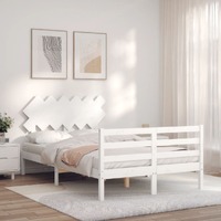  Bed Frame without Mattress White 135x190 cm Solid Wood