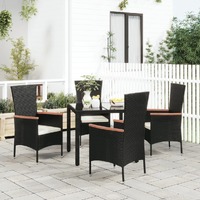 Garden Chairs with Cushions 4 pcs Poly Rattan Black
