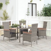  Garden Chairs with Cushions 4 pcs Poly Rattan Grey