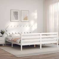  Bed Frame without Mattress White 183x203 cm King Solid Wood