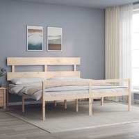  Senior Bed without Mattress 183x203 cm King Solid Wood