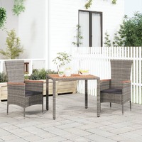  Garden Table with Wooden Top Grey Poly Rattan&amp;Solid Wood Acacia