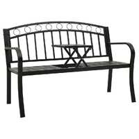  Garden Bench with Table Black 120 cm Steel