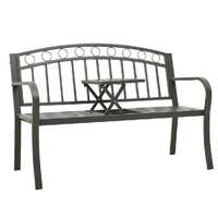  Garden Bench with Table Grey 120 cm Steel