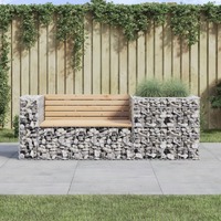  Garden Bench with Gabion Basket Solid Wood Pine