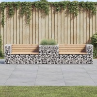  Garden Bench with Gabion Basket Solid Wood Pine