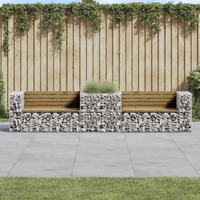  Garden Bench with Gabion Basket Impregnated Wood Pine