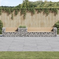 Garden Bench with Gabion Basket Solid Wood Pine