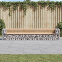 Garden Bench Gabion Design 347x71x65.5 cm Solid Wood Pine