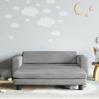  Kids Sofa with Footstool Light Grey 100x50x30 cm Velvet