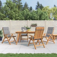  Reclining Garden Chairs with Cushions 4 pcs Solid Wood Teak