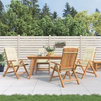  Reclining Garden Chairs with Cushions 4 pcs Solid Wood Teak