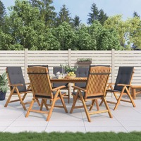  Reclining Garden Chairs with Cushions 6 pcs Solid Wood Teak
