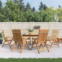  Reclining Garden Chairs with Cushions 6 pcs Solid Wood Teak
