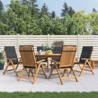  Reclining Garden Chairs with Cushions 6 pcs Solid Wood Teak